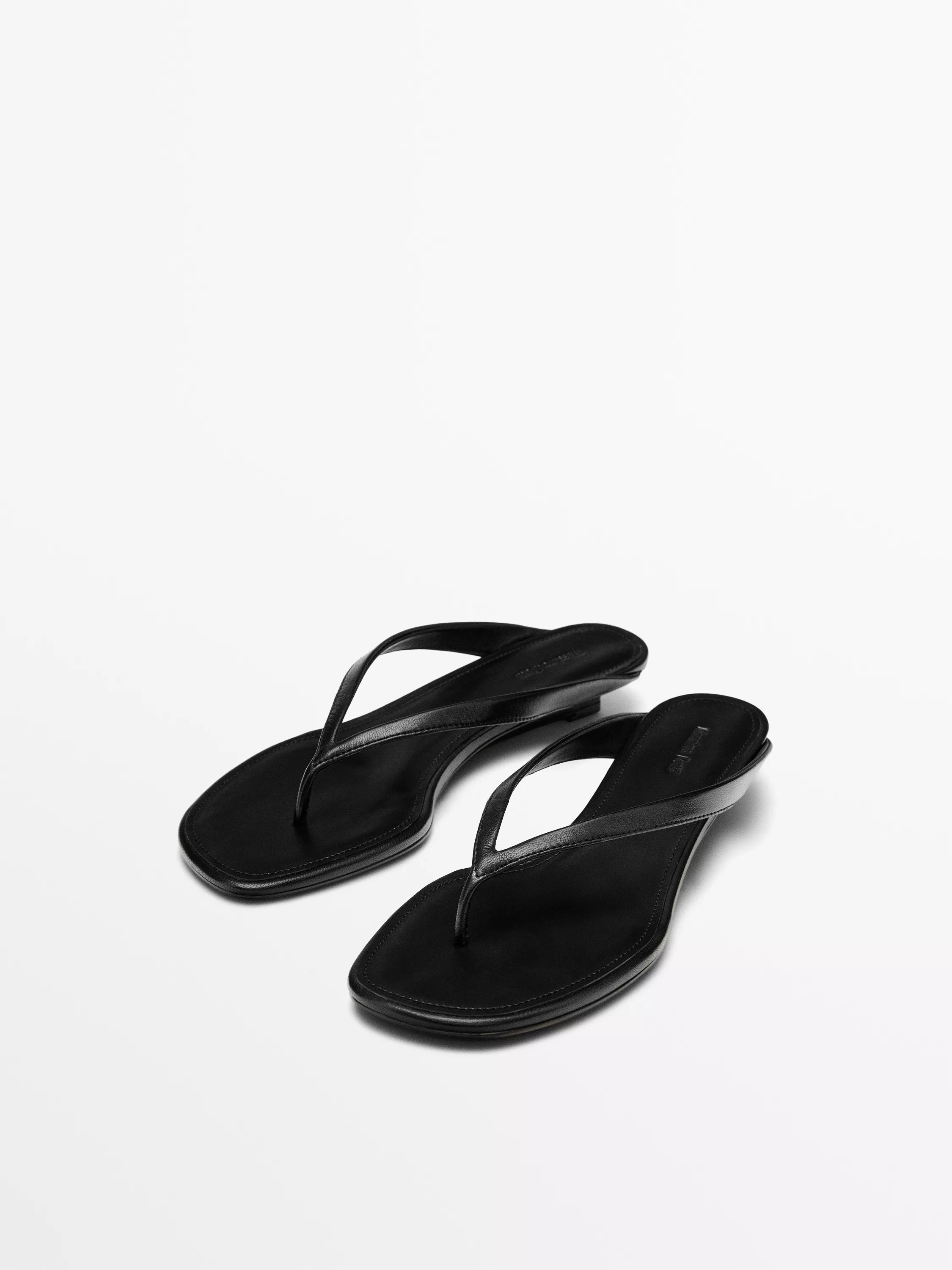Mid-Heeled Thong Sandals