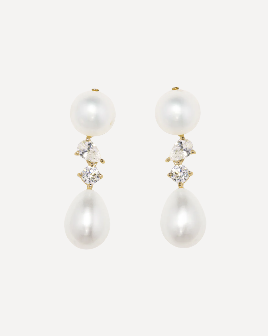 Pearl & Zirconia Gold Vermeil Earrings