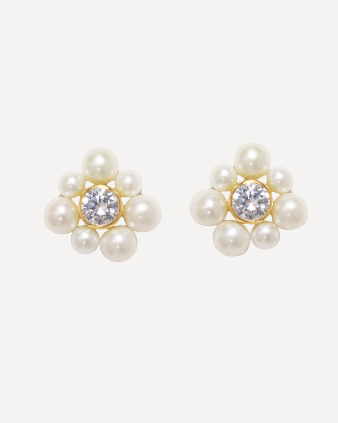Flower Pearl & Zirconia Earrings