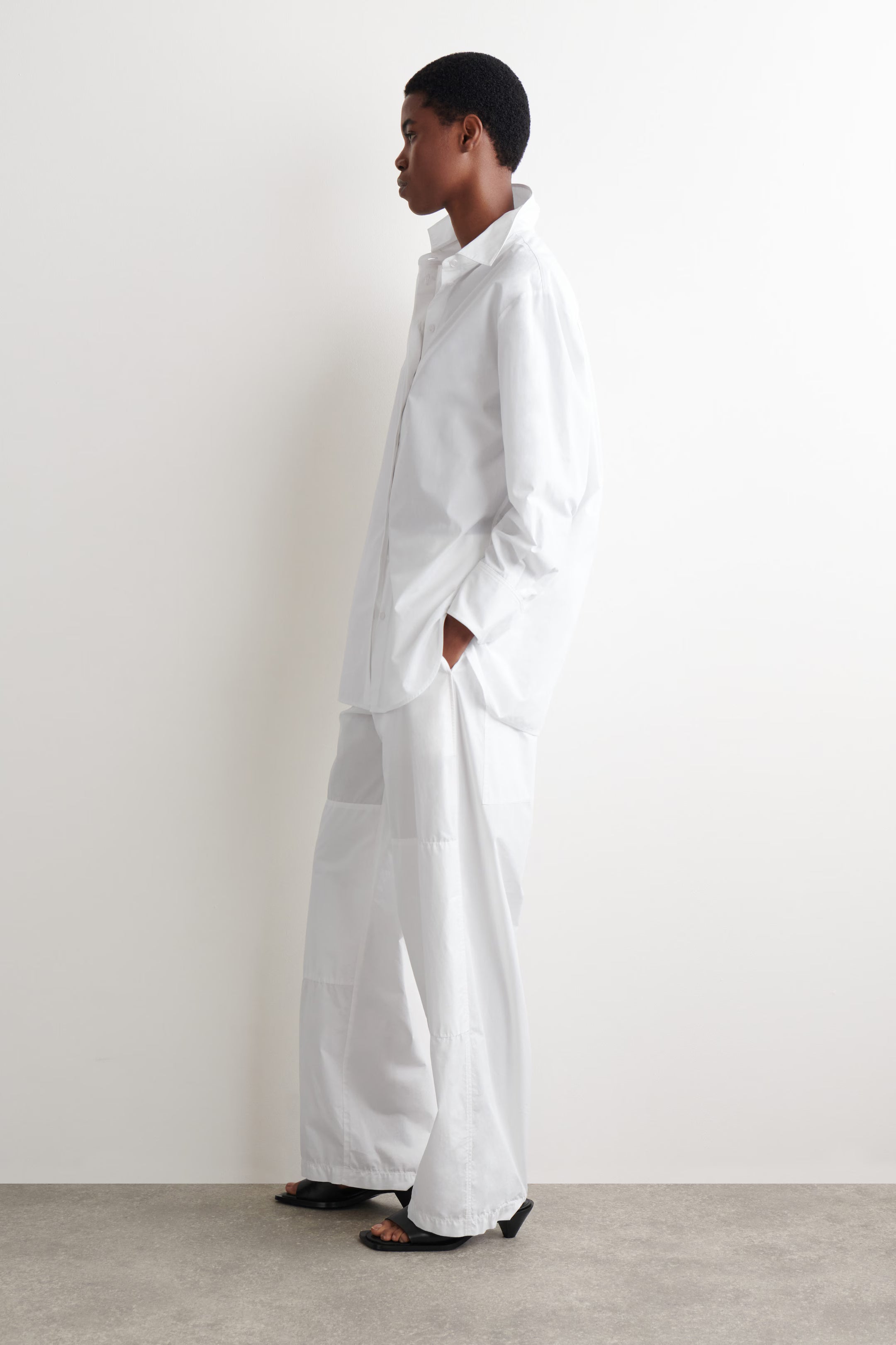 Gathered Panelled Cotton Pants