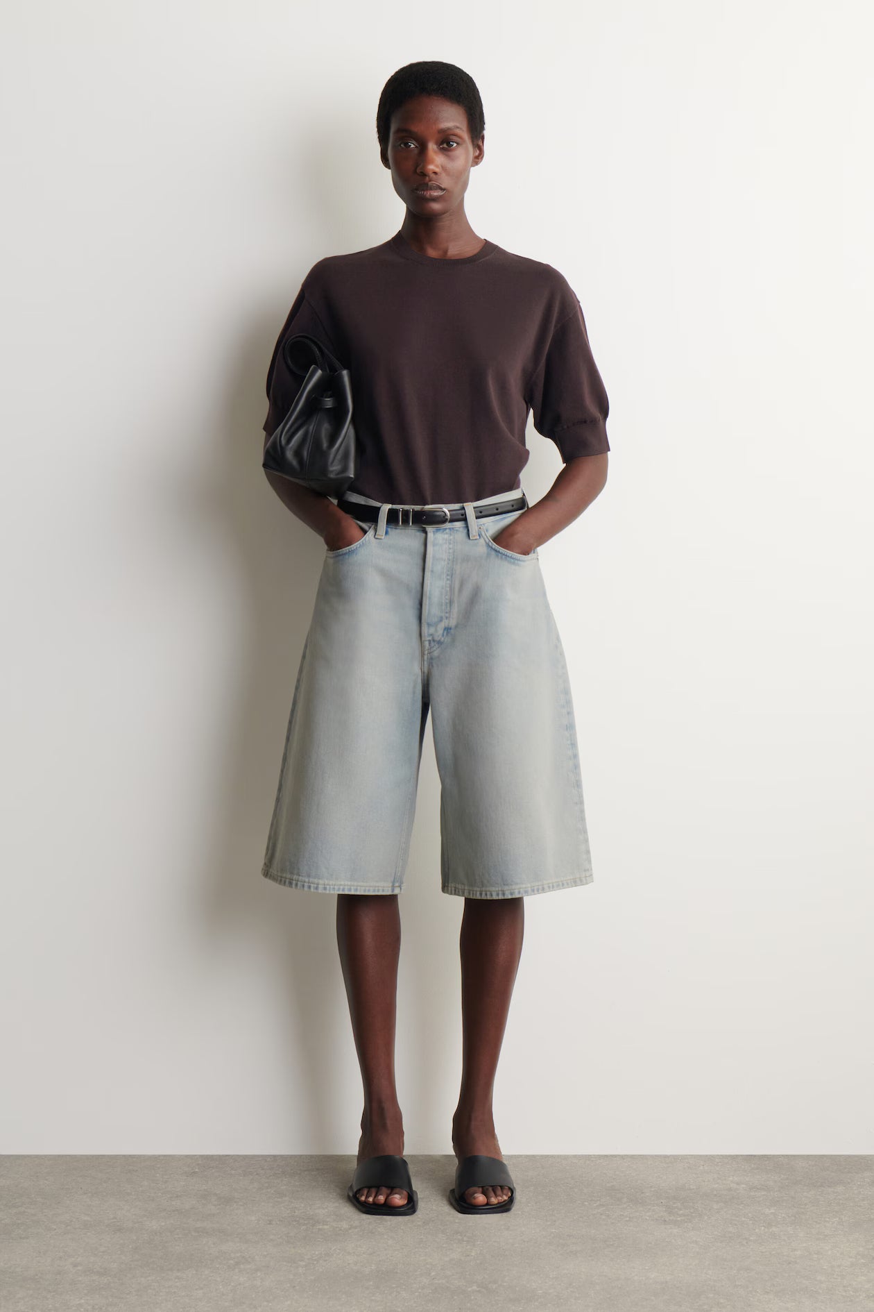 Knee-Length Denim Shorts