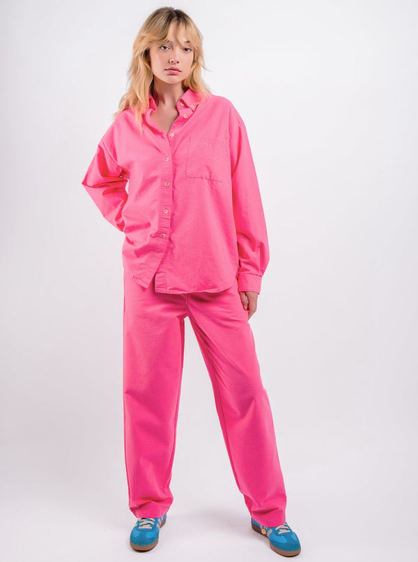 Pink Cotton Shirt Set