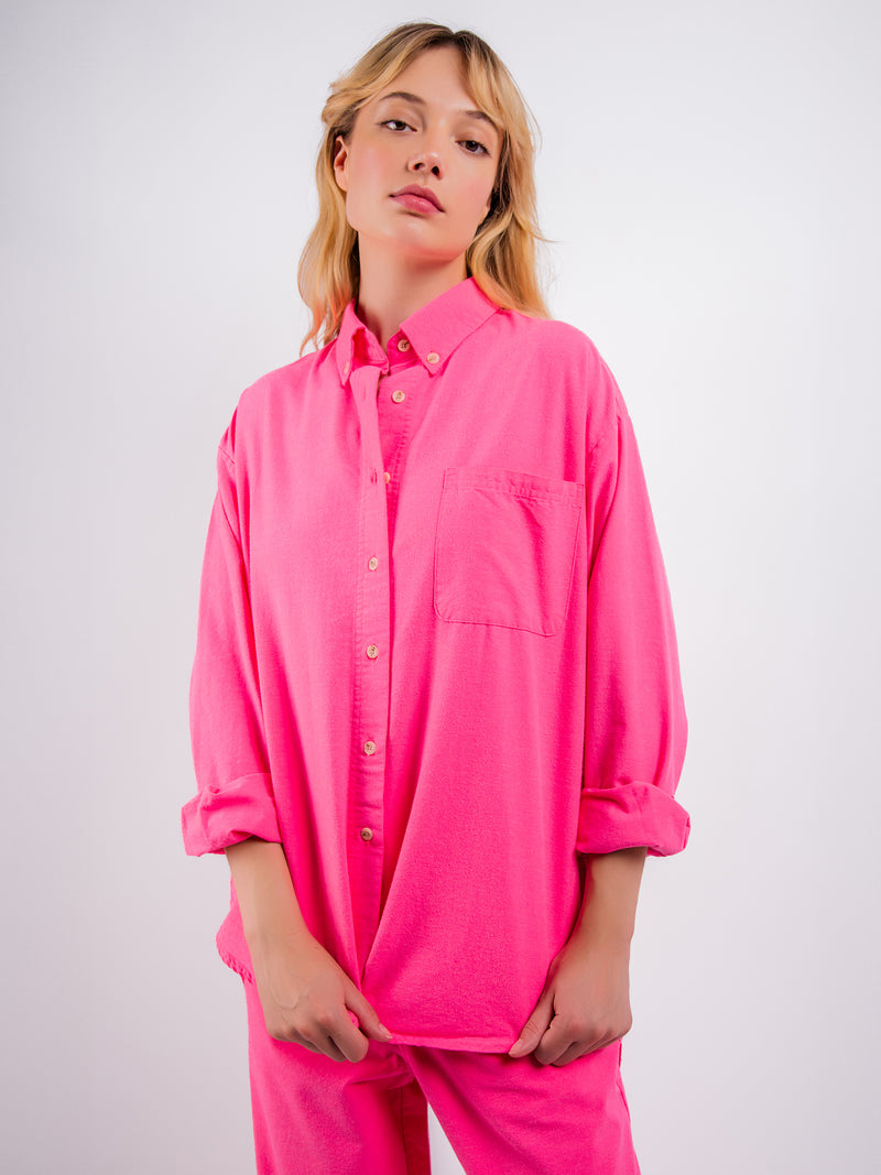 American Vintage bright pink cotton shirt trouser matching set