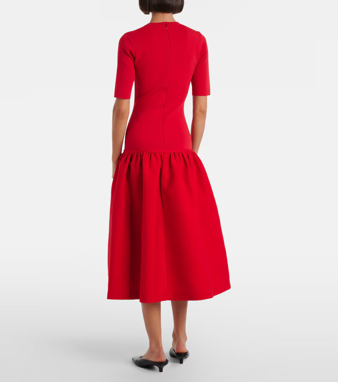 Gathered Jersey Midi Dress