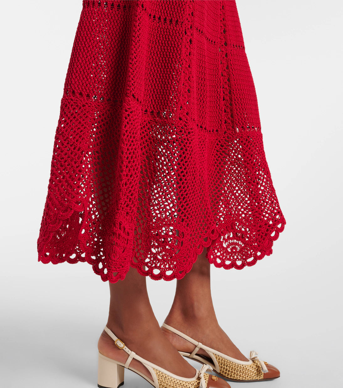 Cotton Crochet Midi Dress