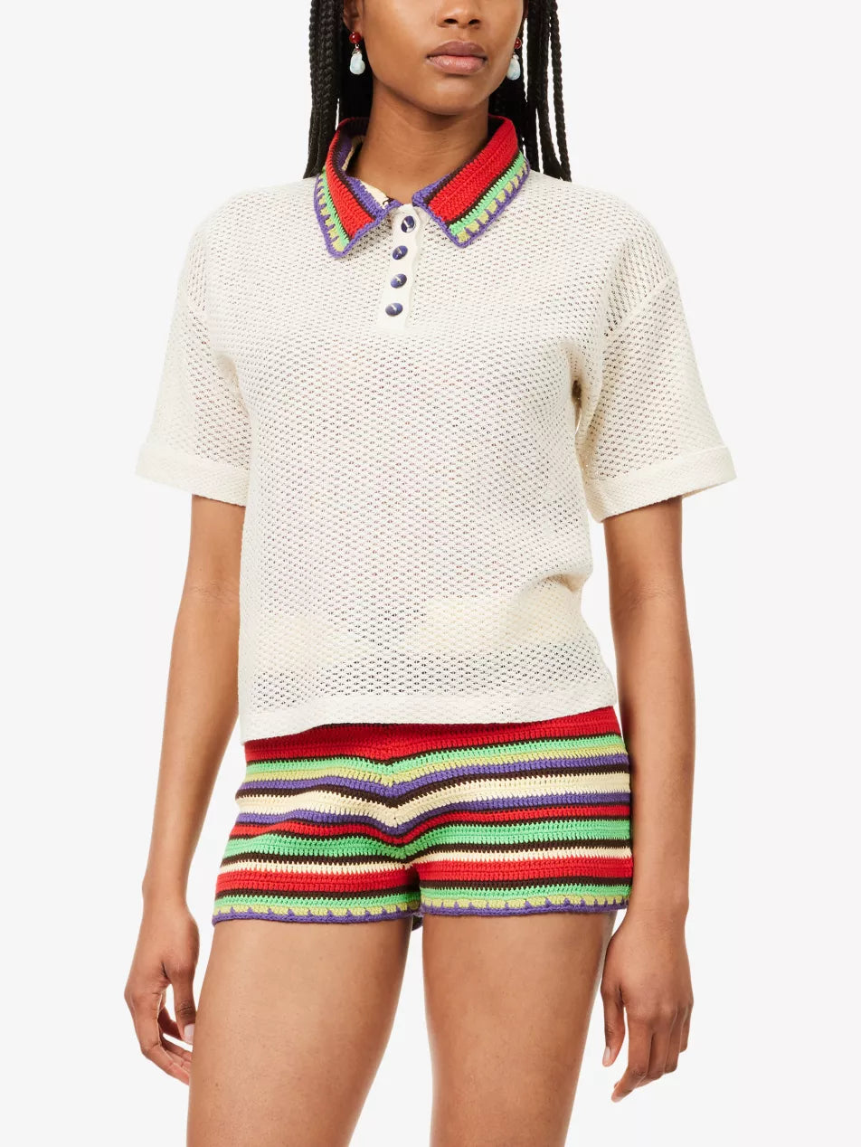 Leo Crochet Polo Shirt