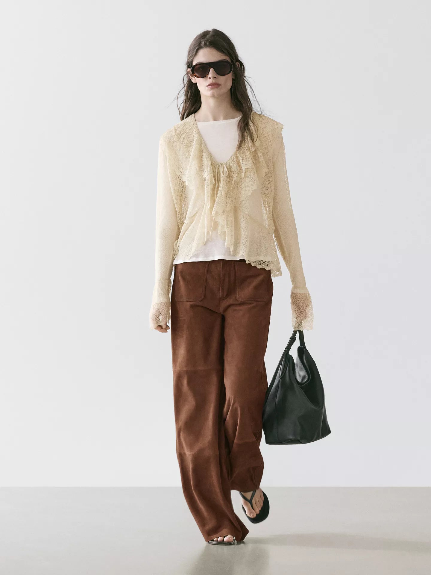 Suede Wide-leg Trousers