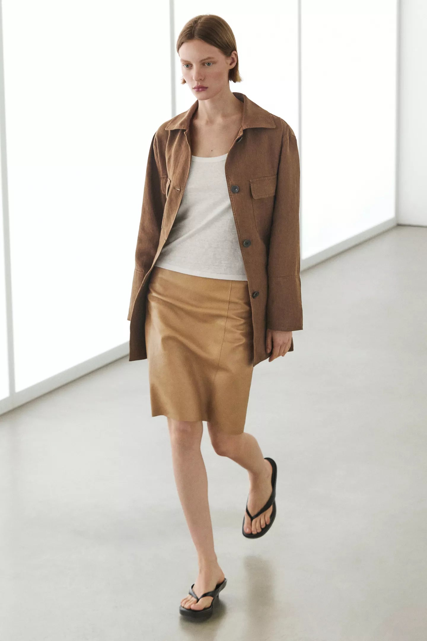 Nappa Leather Midi Skirt
