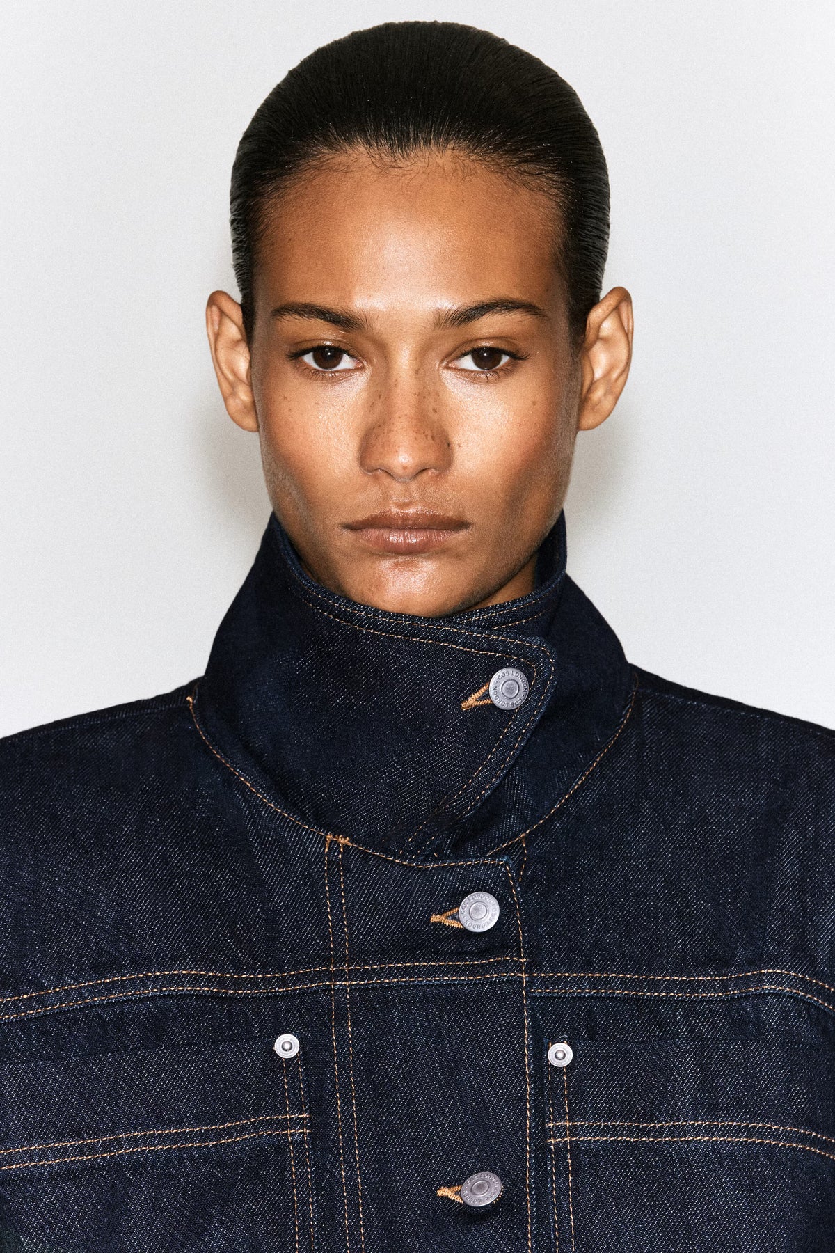 Funnel Neck Denim Jacket