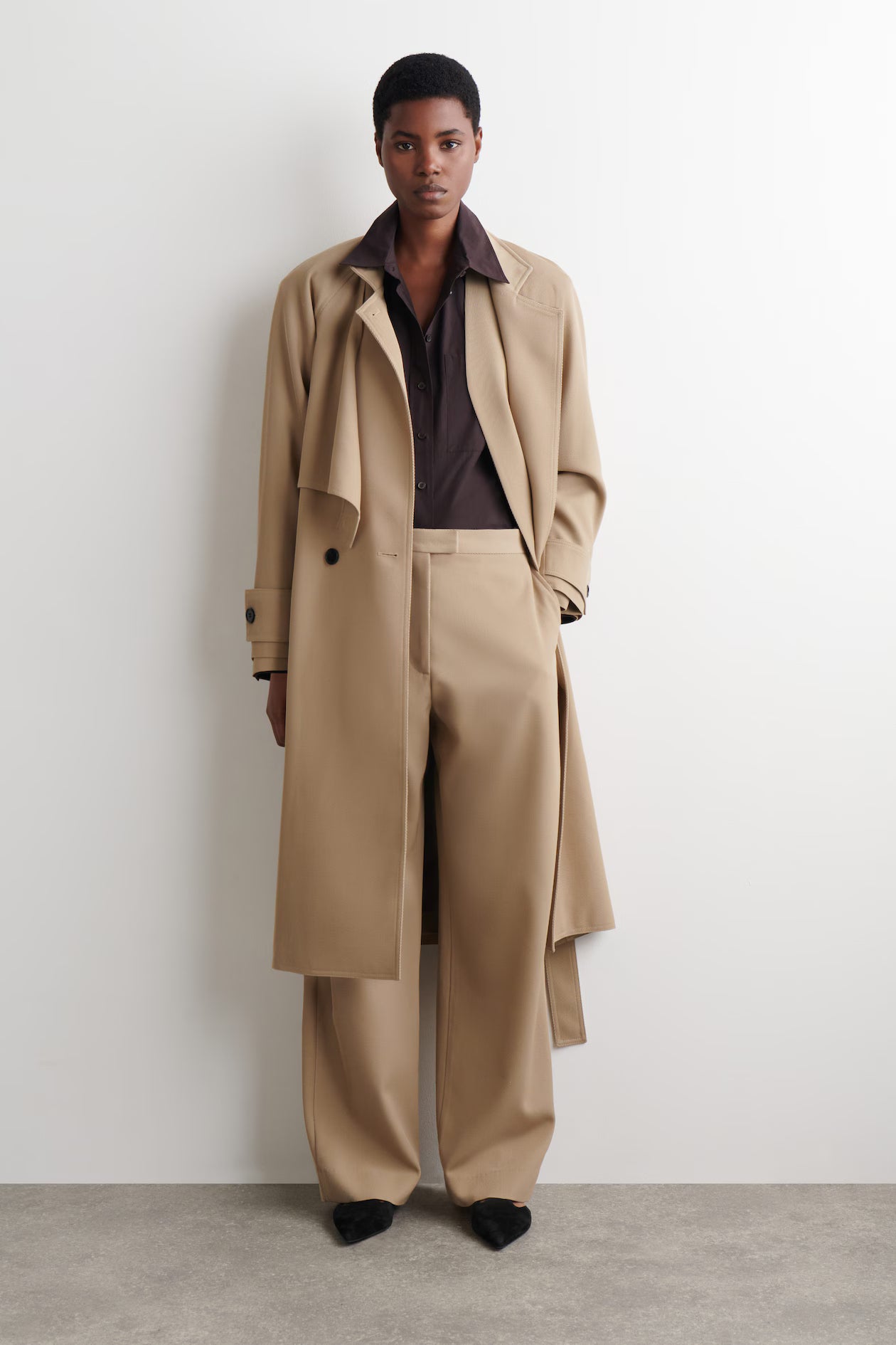 Wool-Twill Straight Trousers