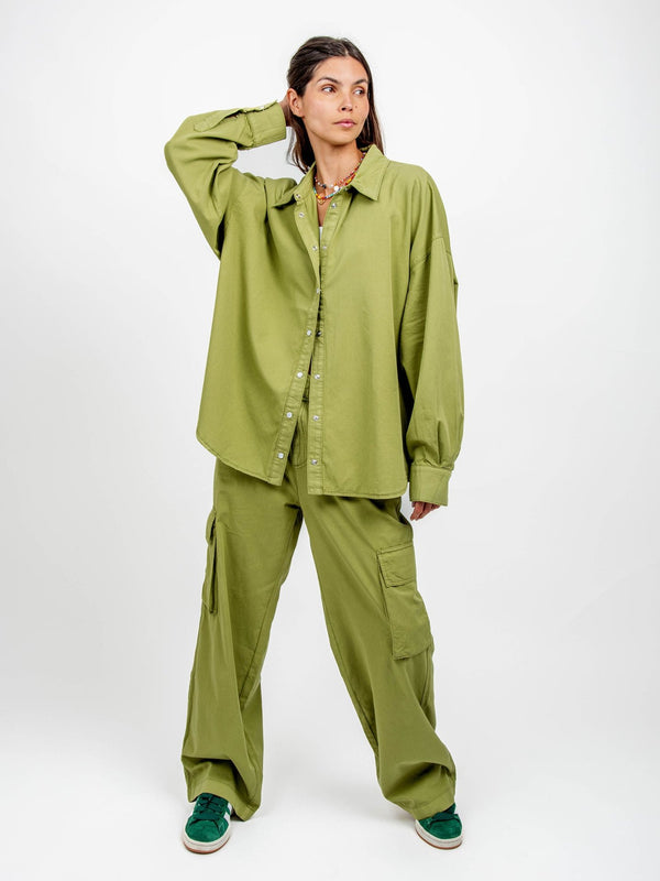 American Vintage cinnamon silky matching trouser shirt set