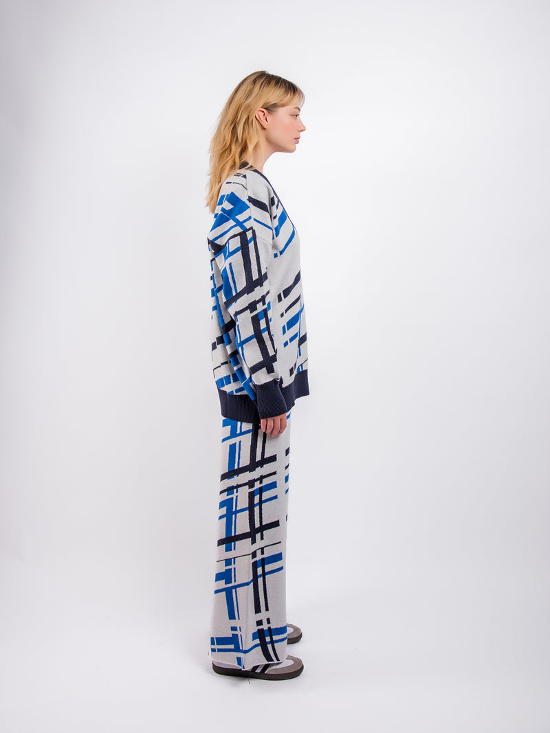 Valentine Witmeur blue surrealist knitted matching set