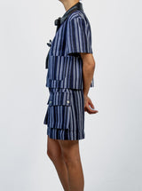 Denim Striped Skirt Set
