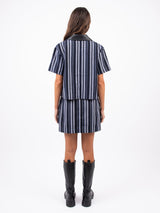 Denim Striped Skirt Set