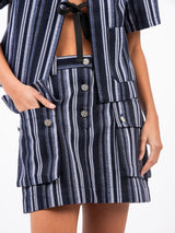 Denim Striped Skirt Set