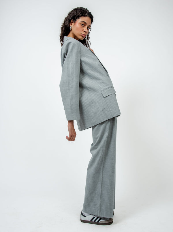Grey Striped Suit Set