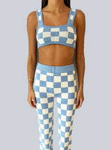 Belle the label blue checked knitted matching set