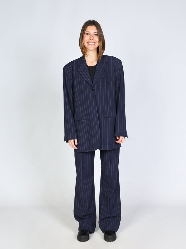 Navy Striped Suit Set