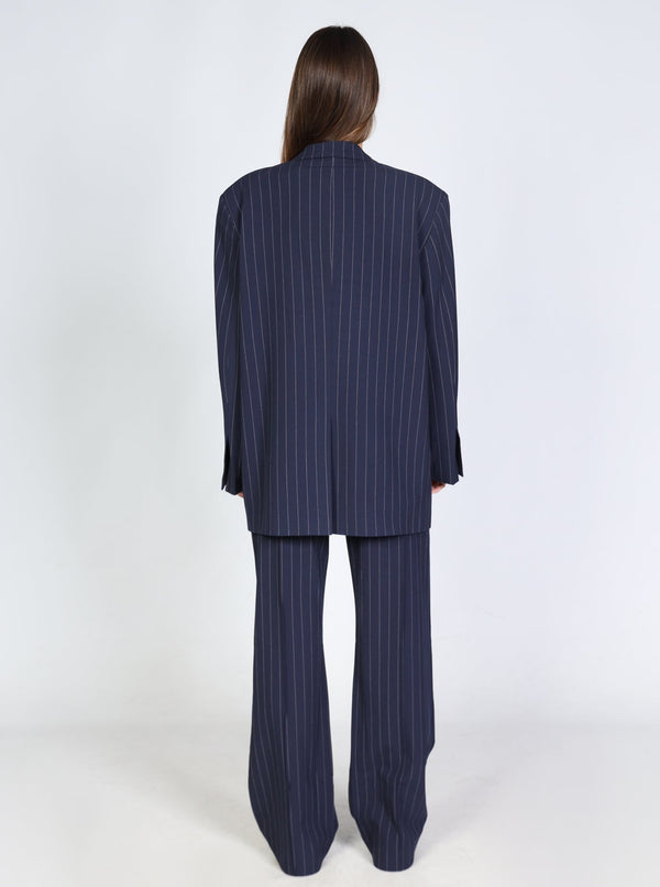 Navy Striped Suit Set