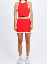 Nia the Brand red and white contrast skort and vest terry towelling sport set 