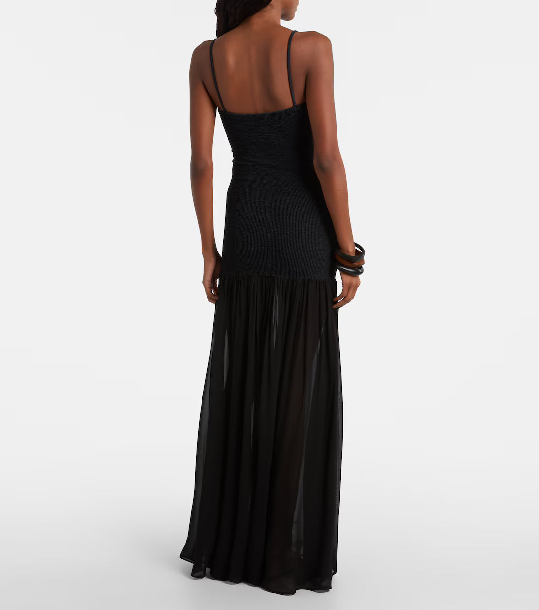 Hybrid Plissé Maxi Dress