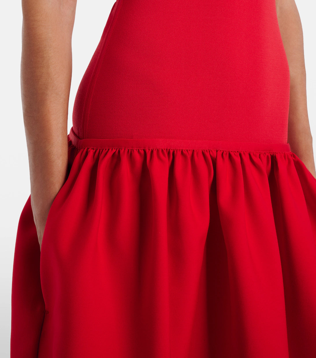 Gathered Jersey Midi Dress