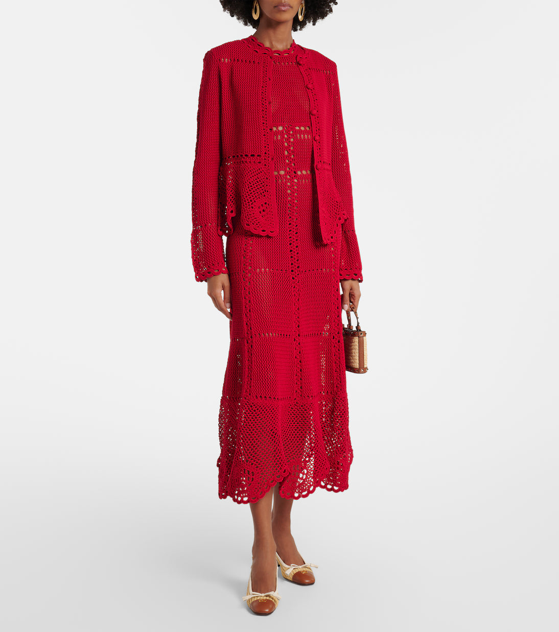 Cotton Crochet Midi Dress