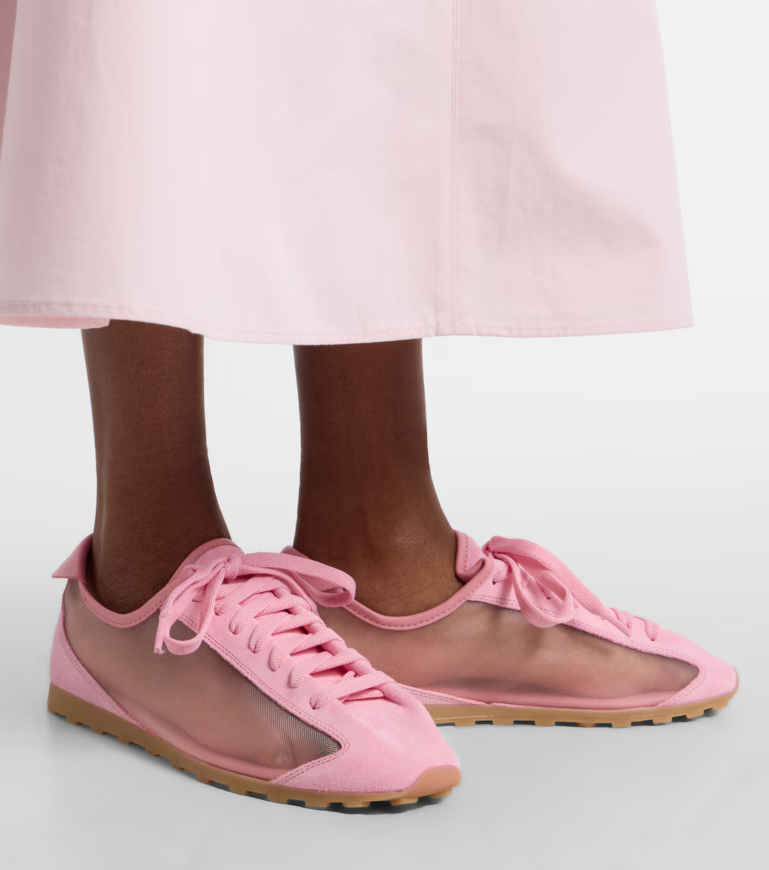 Tennis Suede-Trimmed Sneakers