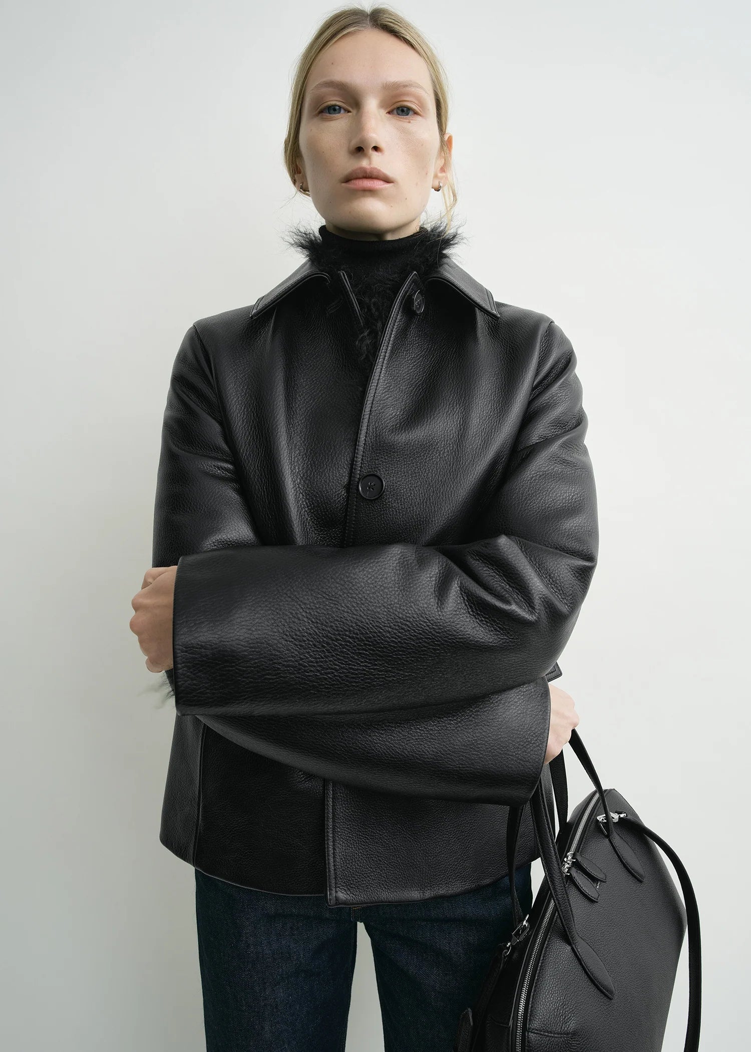 Grained Leather Jacket