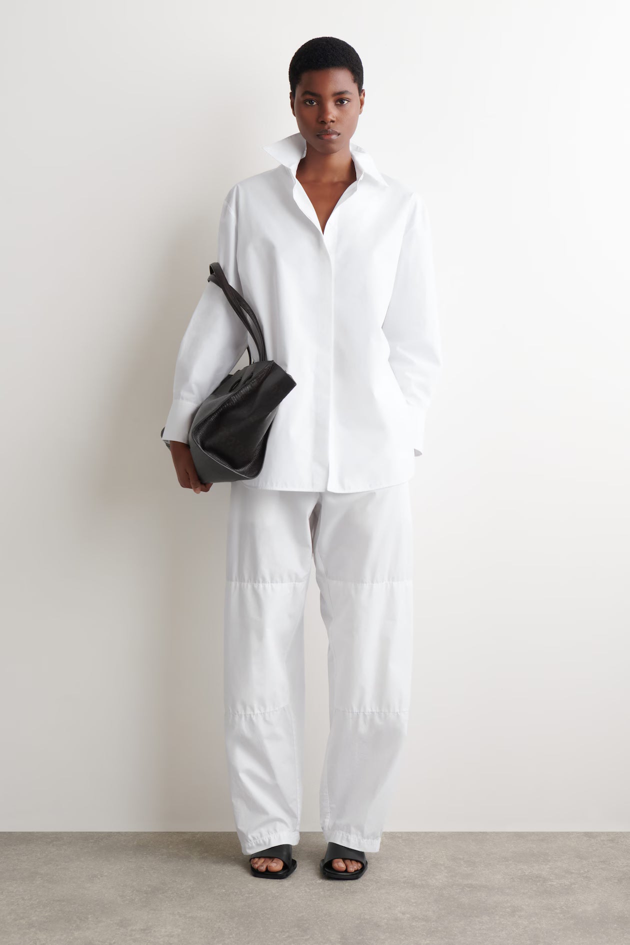 Gathered Panelled Cotton Pants