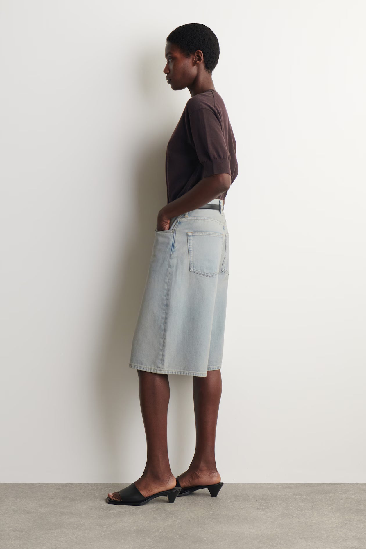 Knee-Length Denim Shorts