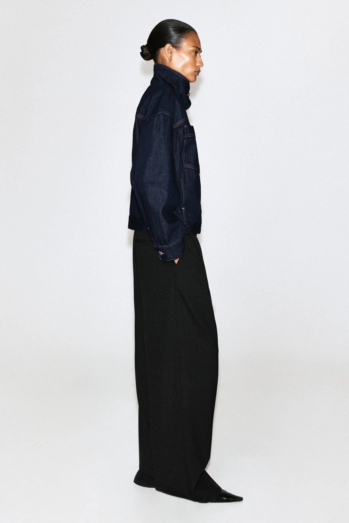 Funnel Neck Denim Jacket