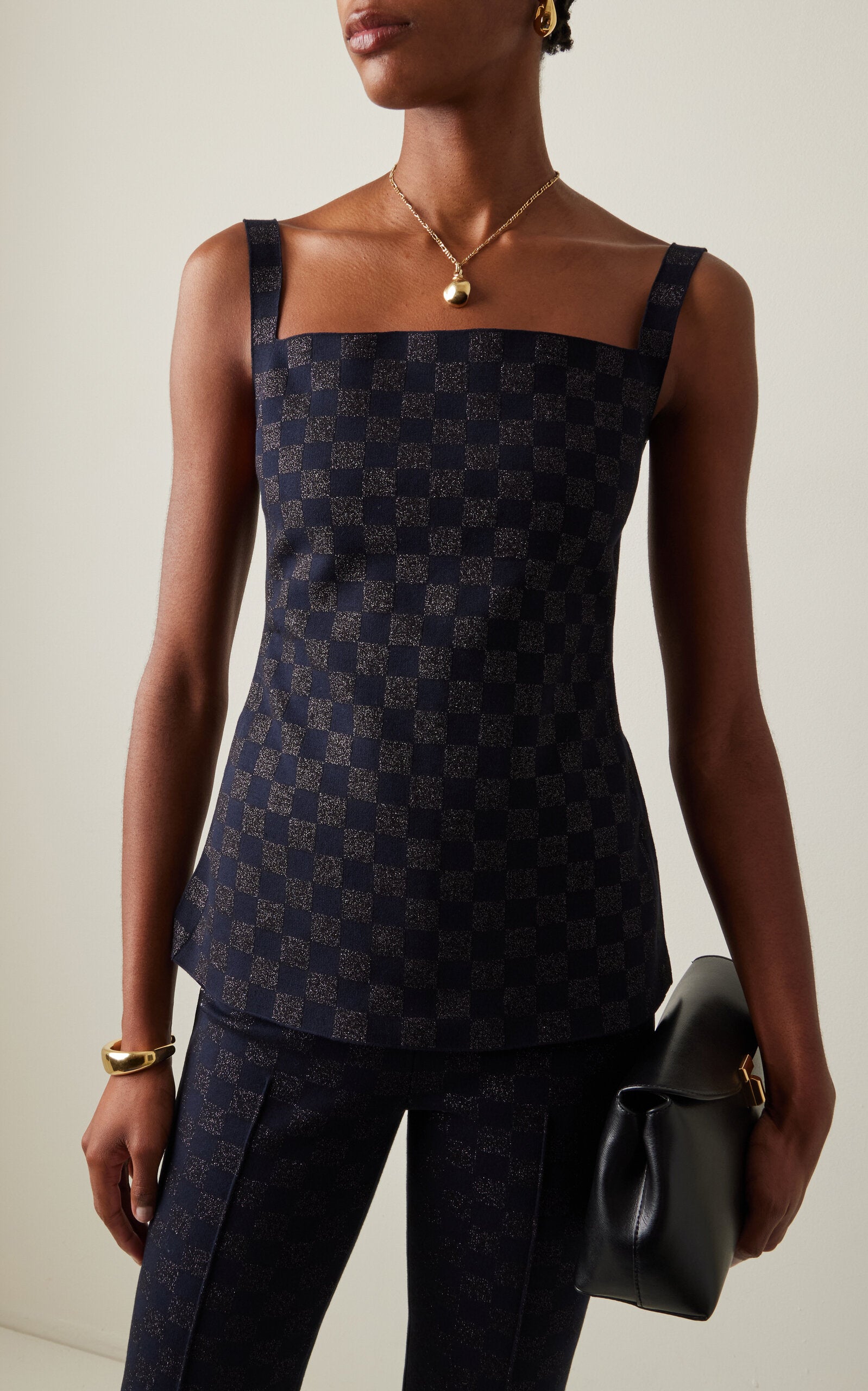 Checked Knit Apron Top