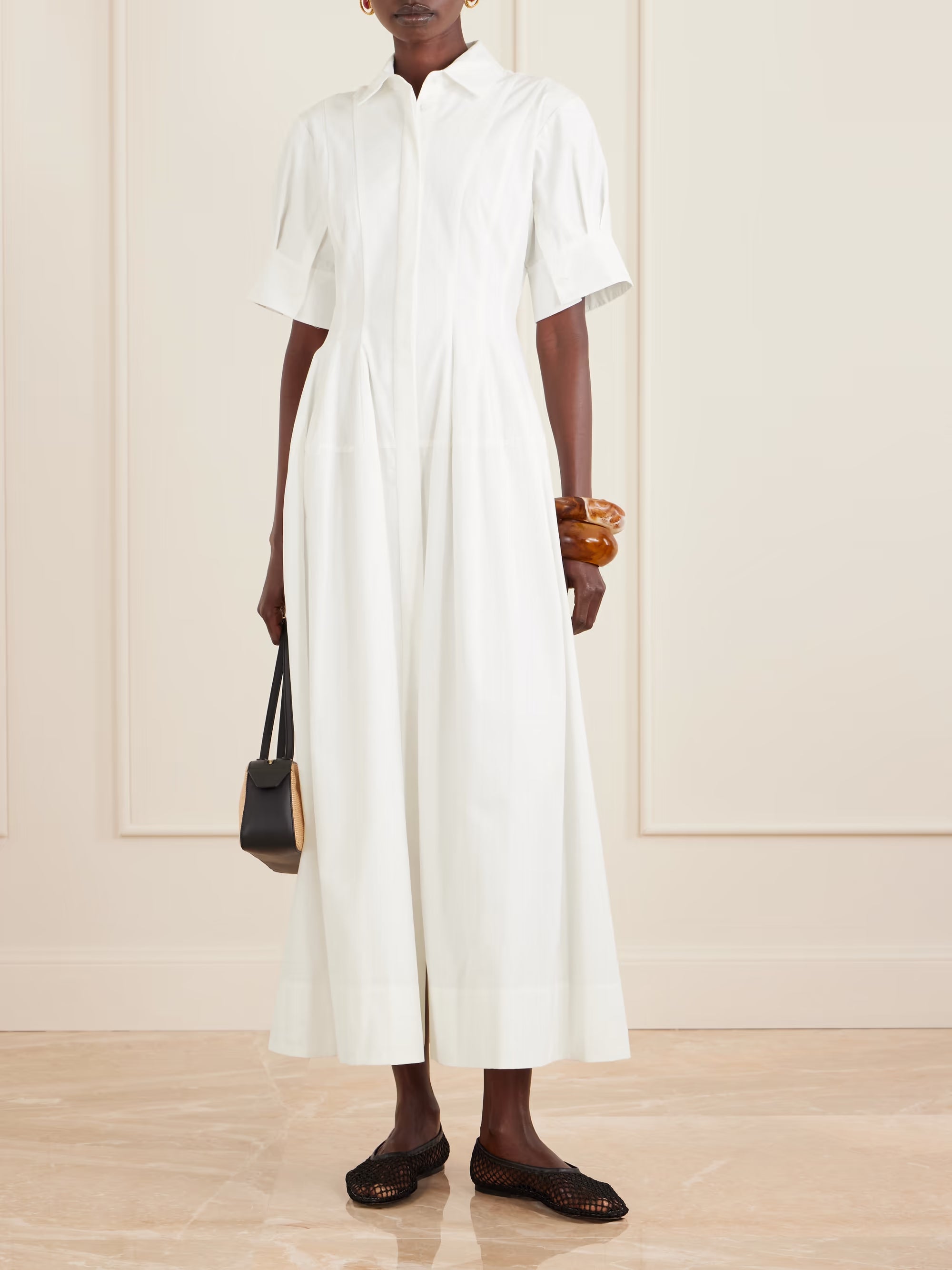 Mollie Pleated Cotton-Poplin Dress