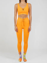 Orange Ribbed Workout Set lace up years of ours stretchy set