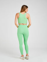 year of ours green crop top and legging workout  gym matching set