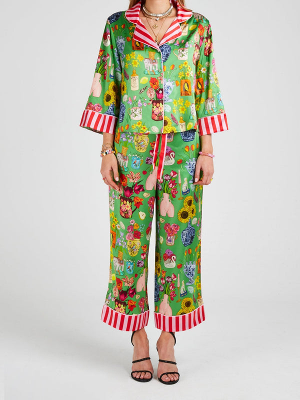 Karen mabon silk evening pyjama printed matching set