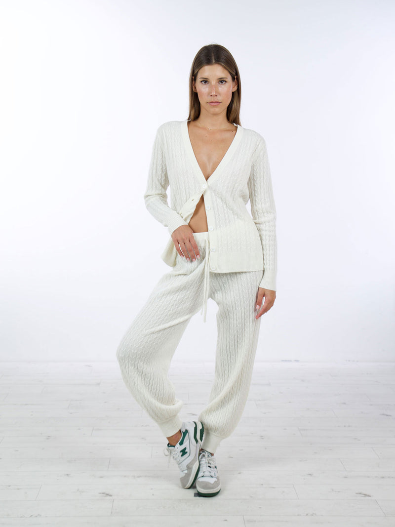 Cream Cardi Cashmere Set Madeline Thompson 100% cotton comfortable matching knitted set