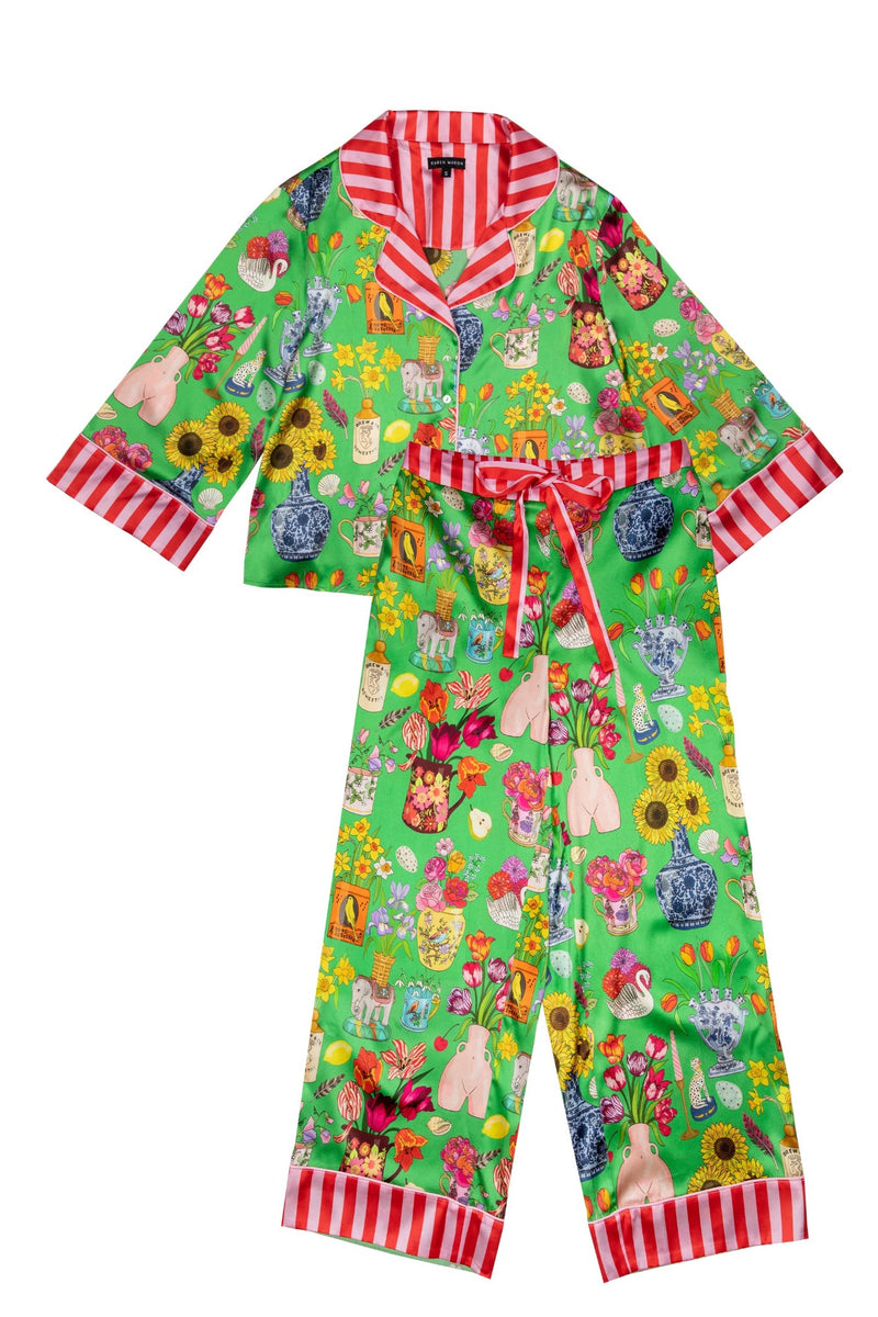 Karen mabon silk evening pyjama printed matching set